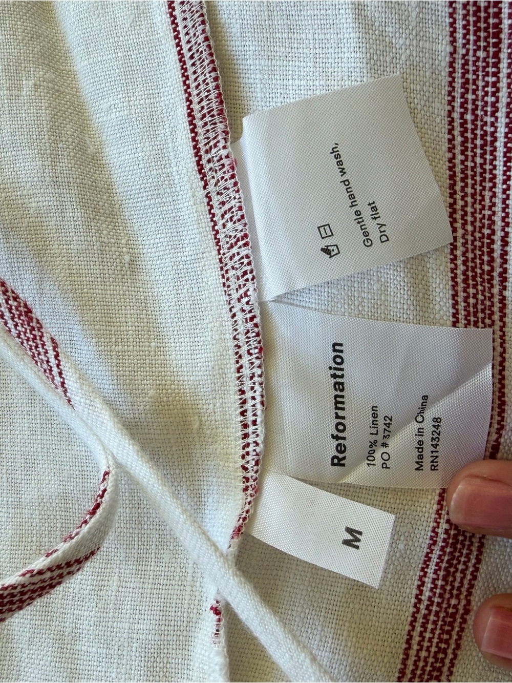 Reformation White Maxi Dress with Dusty Rose Stripes - Picture 8 of 8